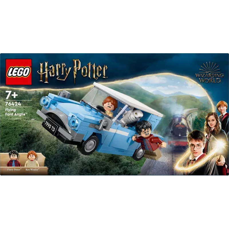LEGO Harry Potter Coche volador Ford Anglia, juguete para niños y niñas a partir de 7 años, modelo construible con minifigura de Ron Weasley y Hedwig