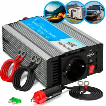 Convertidor de tensión para coche Extralink OPIM-500W 12V, 500W onda sinusoidal modificada, carcasa de aluminio, refrigeración activa
