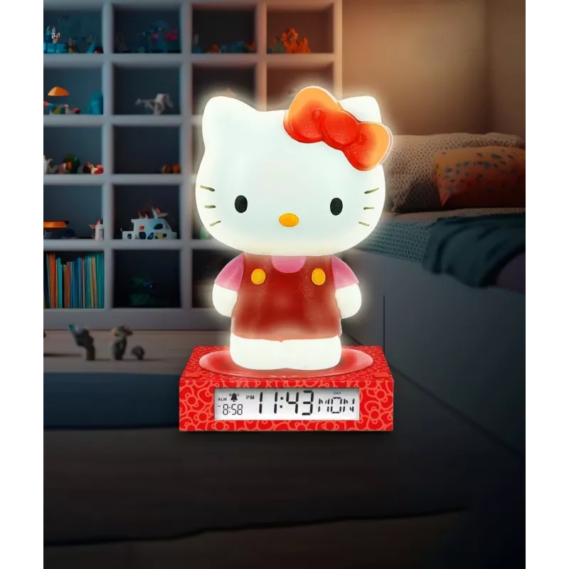 Lámpara de noche 3D Kids Euroswan HK50198 con diseño Hello Kitty y despertador integrado