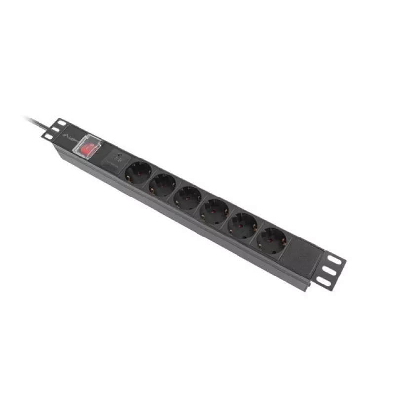 Lanberg PDU-05F-0200-BK unidad de distribución de corriente (PDU) 5 salidas AC 1U Negra
