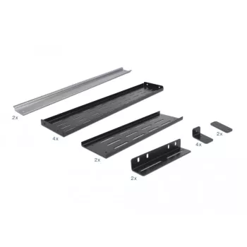Delock kit de montaje en carril DIN - montaje en rack - negro - 4U - 48,3 cm (19