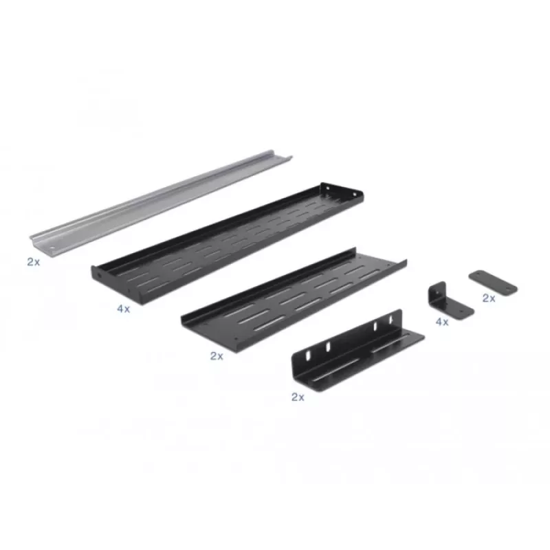 Delock kit de montaje en carril DIN - montaje en rack - negro - 4U - 48,3 cm (19