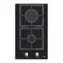 Placa de gas integrable CATA SCI 3002 BK, 30 cm, 2 zonas, mandos giratorios, cristal negro