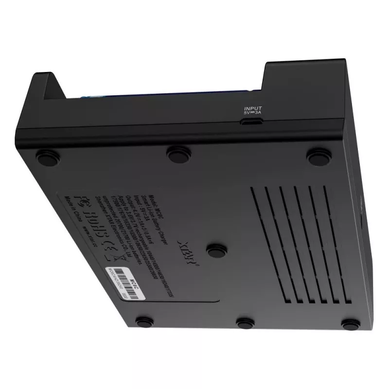 XTAR MC6C cargador multislot inteligente para celdas cilíndricas de Li-Ion, 6 ranuras, compatible con 18650/21700/AA, entrada 5V, negro
