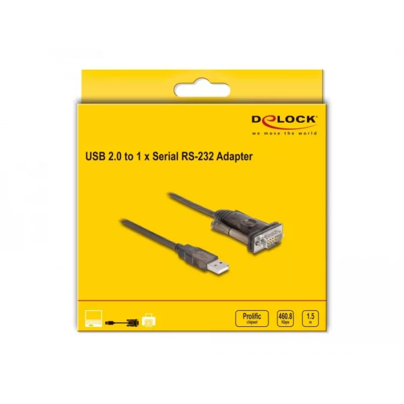 Adaptador USB 2.0 Type-A a serie RS-232 D-Sub 9 pines conector macho DeLOCK 62646