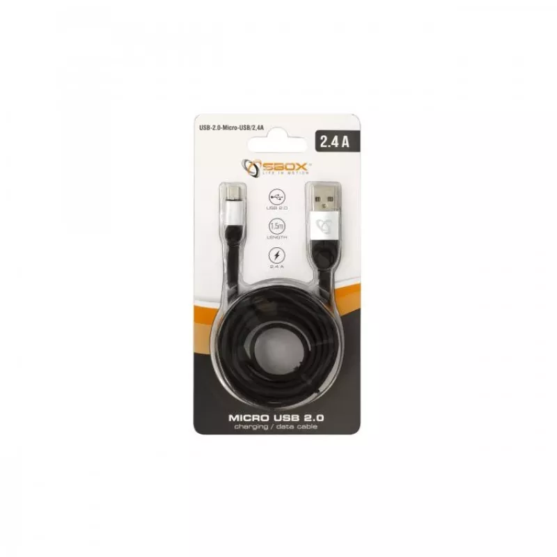 Cable Sbox USB->Micro USB M/M 1,5 m USB-MICRO-2,4A