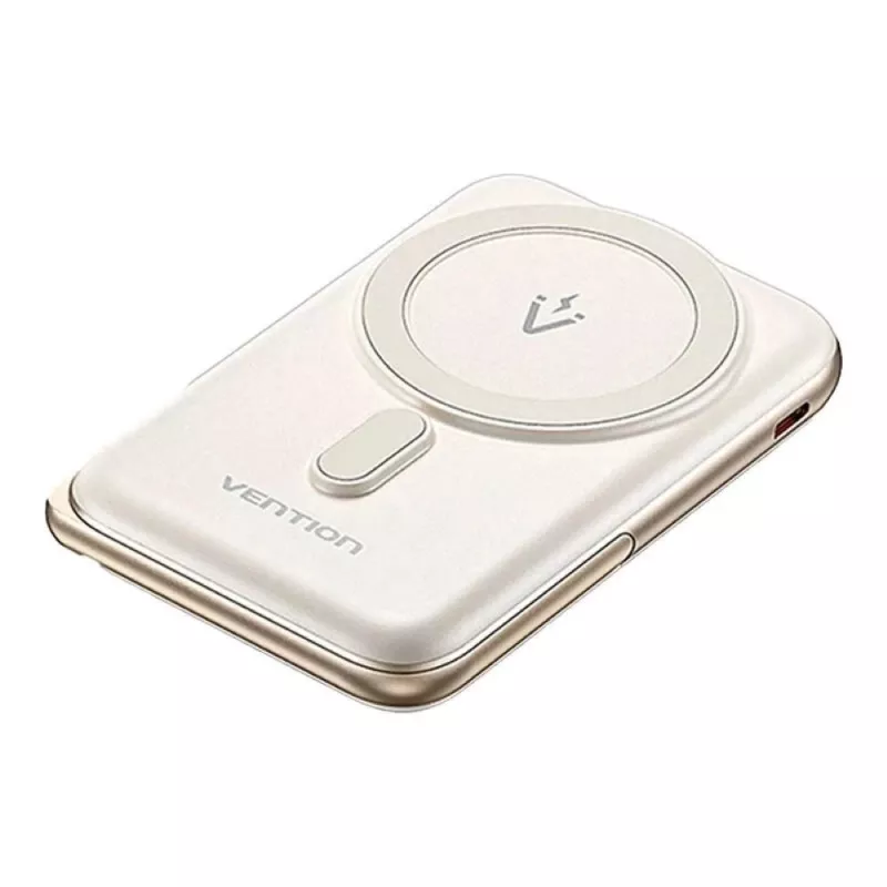 Batería externa Vention 10000mAh magnética inalámbrica 20W — 10000 mAh, salida 3 A, USB-C, blanca