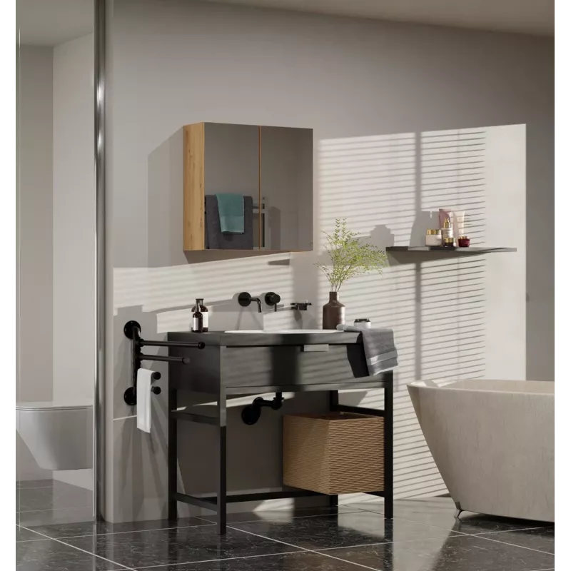 Top E Shop POLA 2DL ARTISAN armario de almacenaje para baño, roble