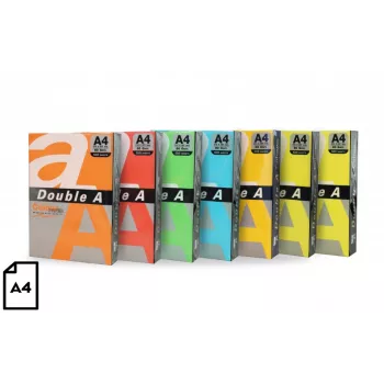Papel de color Double A, 80 g, A4, 100 hojas, Rainbow 5, 5 colores