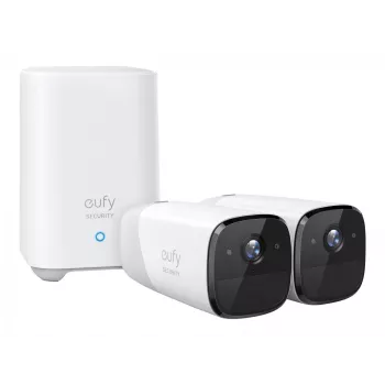 Eufy Security, eufyCam 2 Pro sistema de cámaras de vigilancia inalámbricas para el hogar, 365 días de autonomía de batería, compatible con HomeKit, resolución 2K, resistente a la intemperie IP67, visión nocturna, set de 2 cámaras, sin cuotas mensuales