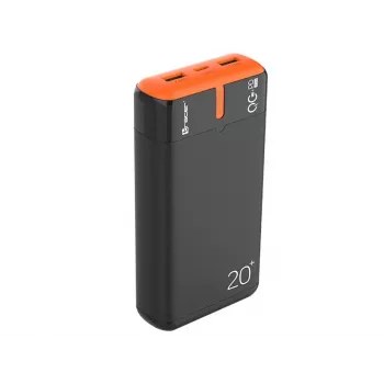 Cargador portátil TRACER EnerGen 20000 mAh, Power Delivery 20W, entrada USB-C, 2 salidas USB-A, soporte para 3 dispositivos, naranja