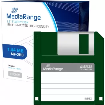 Disquete MediaRange MR200 3,5 pulgadas 1,44 MB pack de 10, rojo y amarillo
