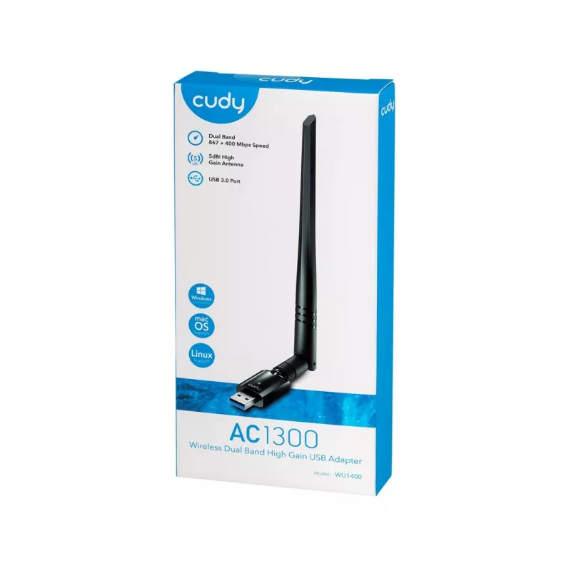 Tarjeta de Red Cudy WU1400 WLAN 867 Mbit/s USB Dualband Wi-Fi 5