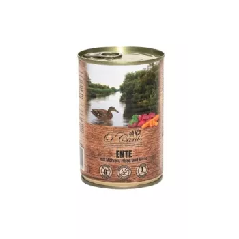 Comida húmeda para perros o'canis Pato con mijo y zanahorias 400 g — comida en lata para perros adultos, 74,4 % humedad, 9,7 % proteína, 4,2 % grasa