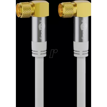 Goobay cable de antena SAT (tipo 135 dB), apantallado cuádruple, 2 m, blanco - dorado, conector F 90° > conector F 90° (70483)