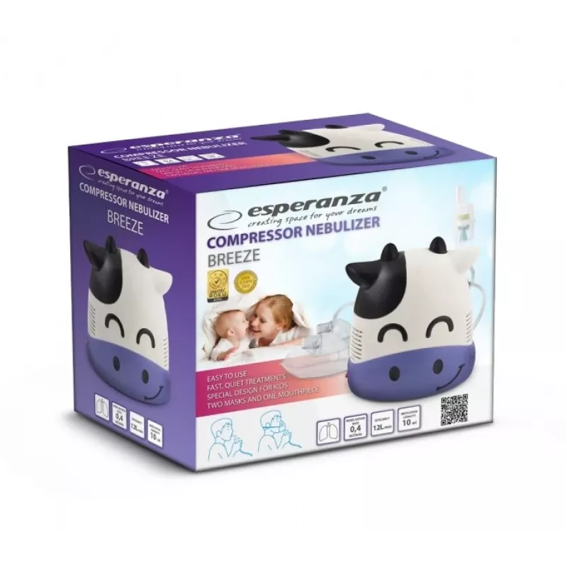 Nebulizador por compresor Esperanza ECN001 inhalador de compresor, 220 V, tamaño de partícula 0,5–10 μm, caudal de nebulización 10 ml, fracción pulmonar ≥70 %