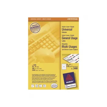 Etiquetas autoadhesivas rectangulares Avery 3481 permanente blanco 2100 uds.