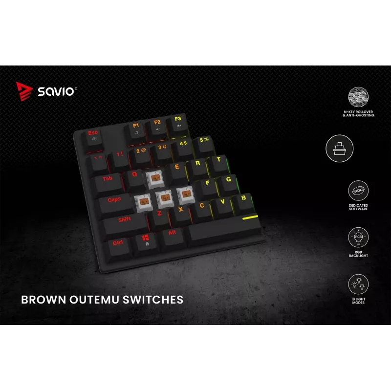 Teclado mecánico Savio RGB Tempest X2 Outemu Brown