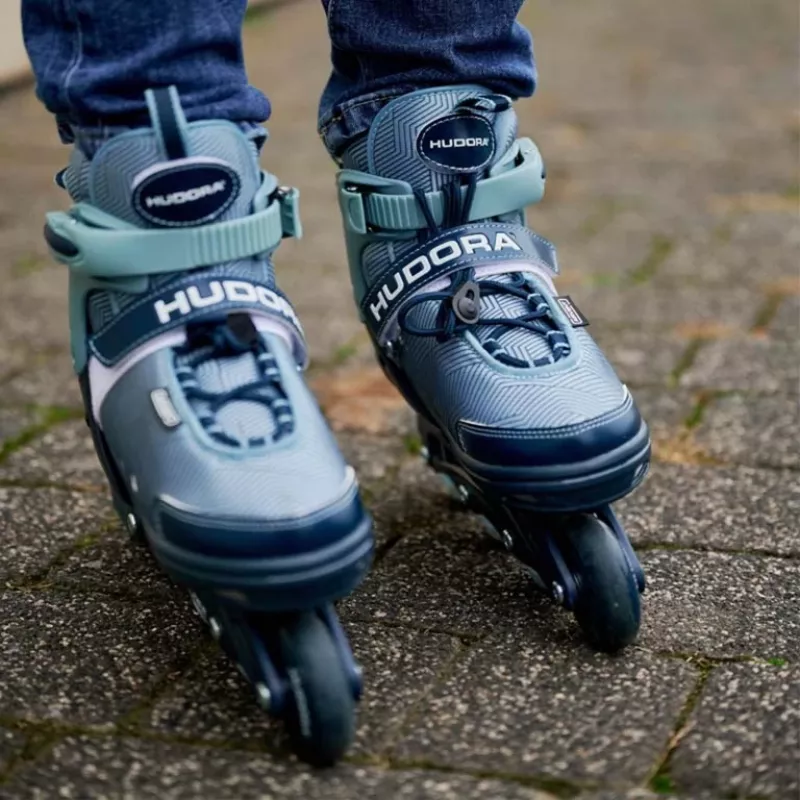 Patines en línea HUDORA Leon 2.0, talla ajustable 29–32, azul/gris
