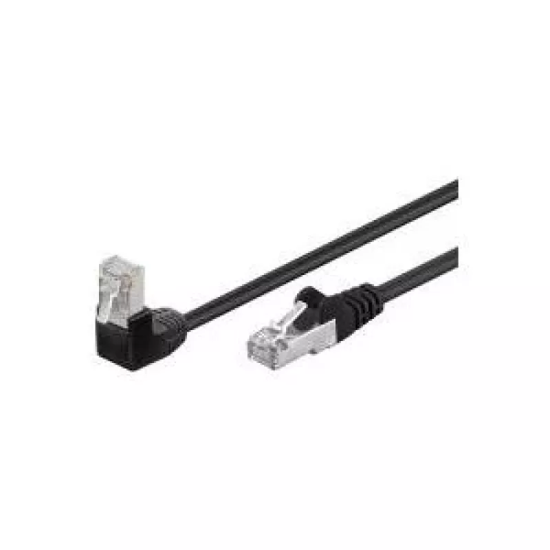 Wentronic Goobay - cable de red - RJ-45 (M) - RJ-45 (M) - 2,0 m - Foiled Unshielded Twisted Pair (F/UTP) - CAT 5e - crimpado, liso, conector de 90 grados - negro (94188)