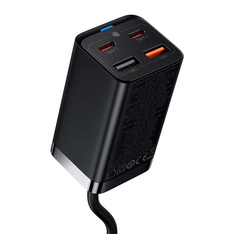 Cargador Baseus GaN3 Pro teléfono móvil tablet negro AC interior 15V 3A