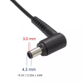 Fuente de alimentación para portátil Akyga AK-ND-58 19,5 V / 3,34 A, 65 W, conector 4,5 x 3,0 mm con pin, para Dell