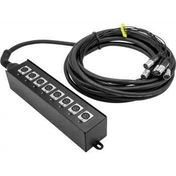 Stagebox Omnitronic MUS-810 10 m, snake de escenario de 8 canales, conexiones de audio balanceadas