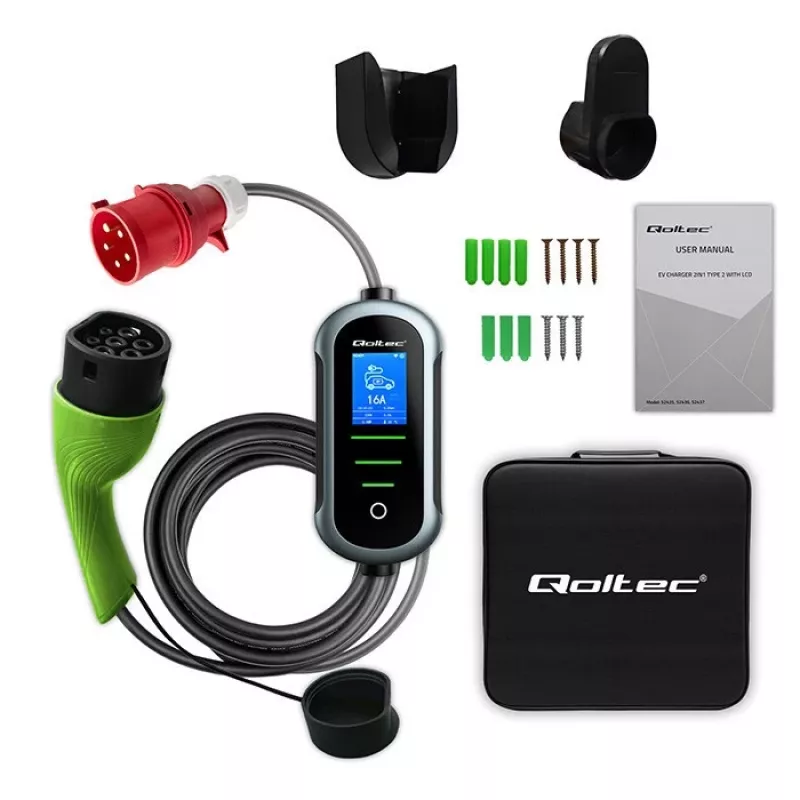 Cargador para coche eléctrico QOLTEC 22 kW 400 V WiFi (TUYA) con cable de 7 m