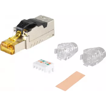 Conector de red helos RJ-45 macho apantallado Cat 8.1 para conexiones Ethernet de alta velocidad