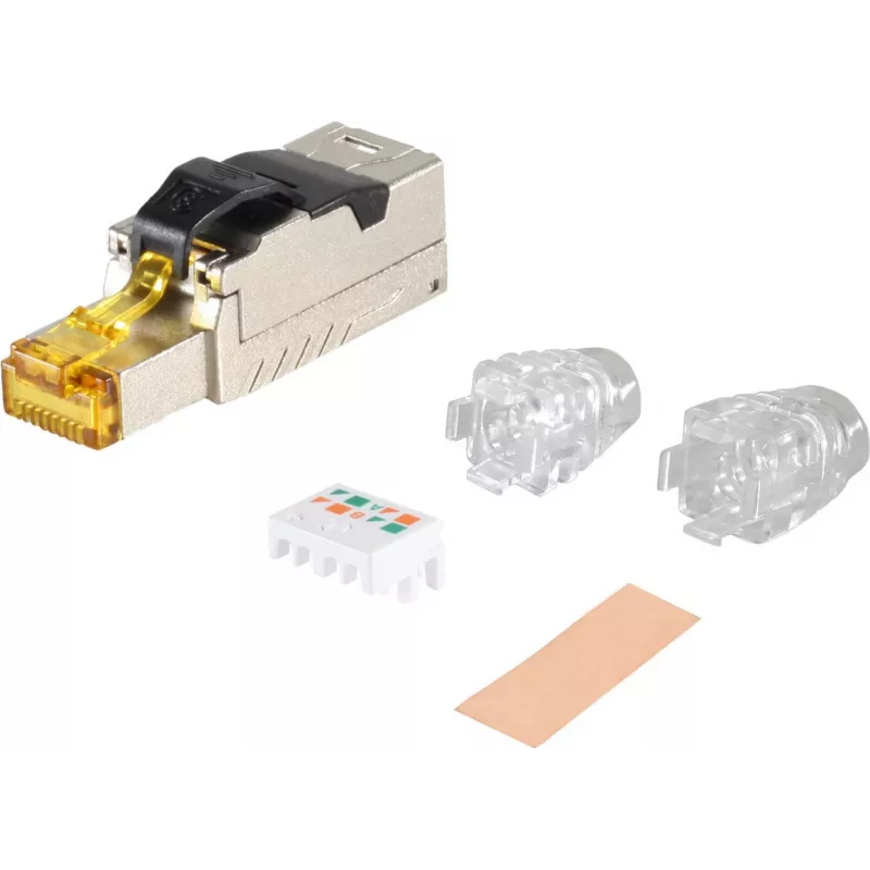 Conector de red helos RJ-45 macho apantallado Cat 8.1 para conexiones Ethernet de alta velocidad