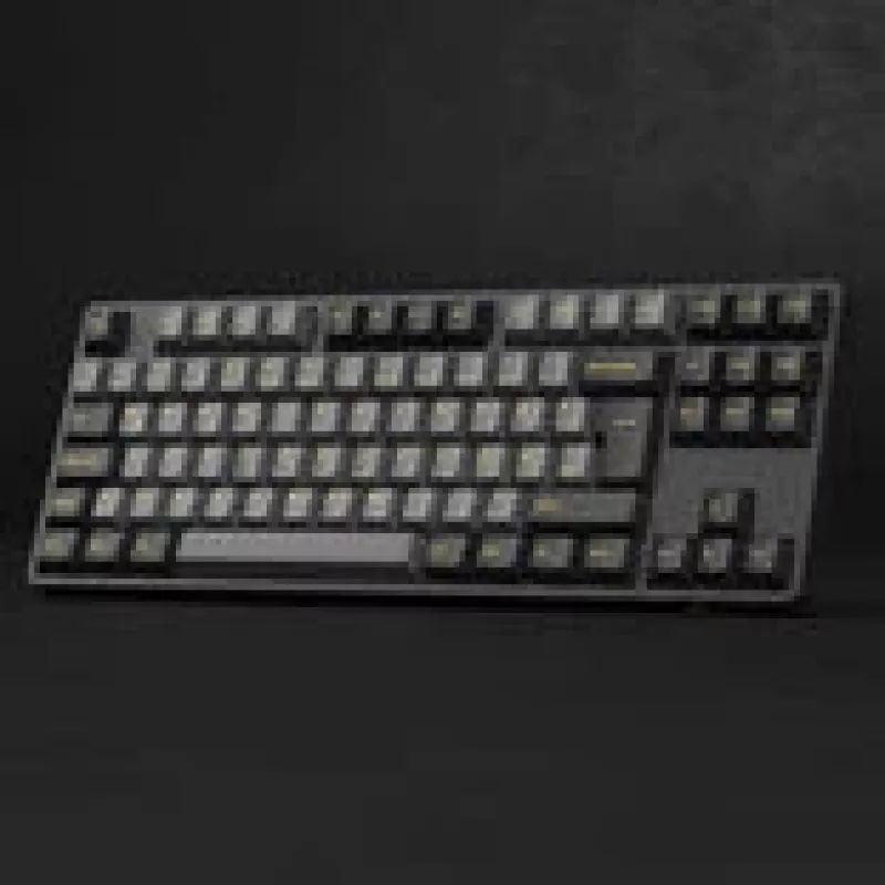 Teclado mecánico gaming AKKO Negro y Oro 5087S, interruptores Akko V3 Cream Yellow Pro, iluminación RGB