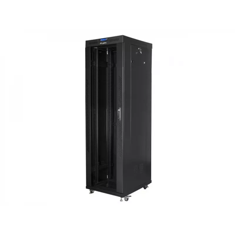 Lanberg FF01-6842-12BL armario rack de suelo de 19 pulgadas 42U, 600x800 mm, puerta de cristal, LCD, IP20, para montar, negro