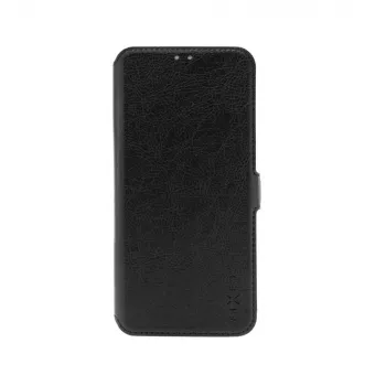 Funda de libro de piel FIXED para Xiaomi Redmi 14C, negra — protección frontal y trasera