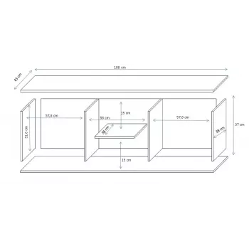 Soporte de TV Cama SOHO 180 blanco/gris brillante