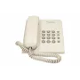 Teléfono analógico Panasonic KX-TS500PDW — 16 teclas, blanco, montaje en mesa/pared, agenda de 100 contactos