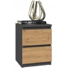 Mesita de noche Topeshop M2 ANTRACYT/ARTISAN 2 cajones antracita roble madera