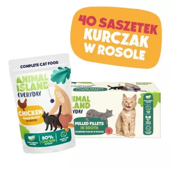 ANIMAL ISLAND pollo en caldo comida para gatos monopaquete 40x85g
