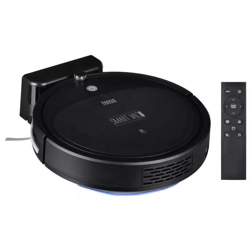 Robot aspirador TEESA Smart VAC 2 — redondo, negro, potencia de succión 1000 Pa, batería Li 9,6 V/2000 mAh, depósito de polvo 0,2 l, WLAN, retorno automático
