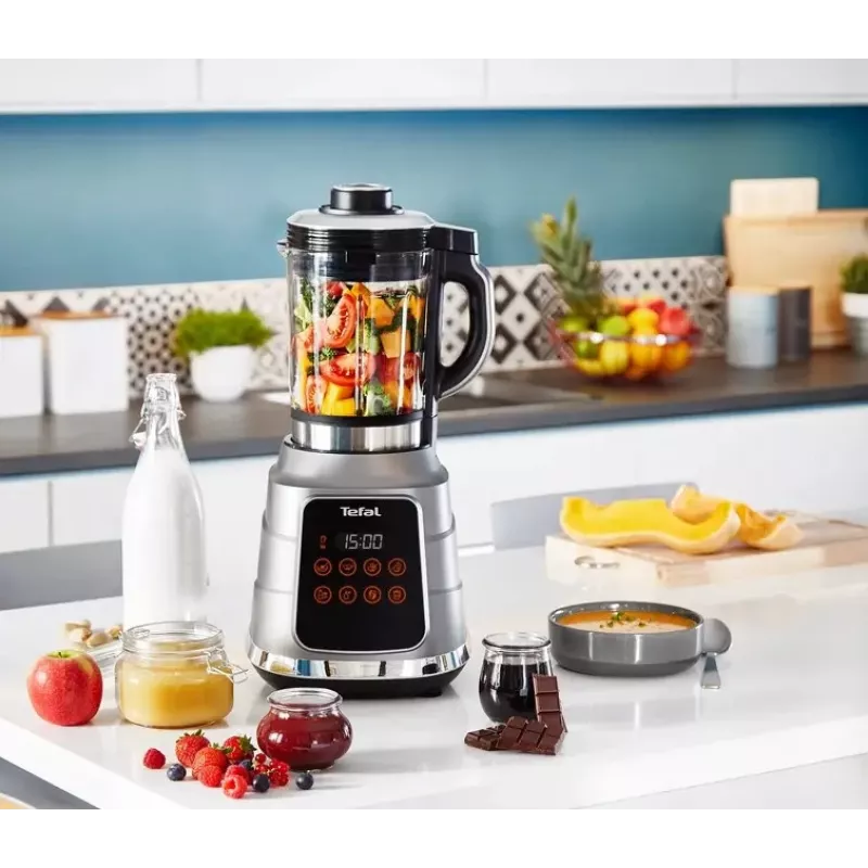 Batidora de vaso Tefal BL985A31 — 1300 W, jarra de cristal de 1,75 l + jarra Tritan de 2 l, cuchillas de acero inoxidable Trip'Ax de 6 hojas, función de batido al vacío
