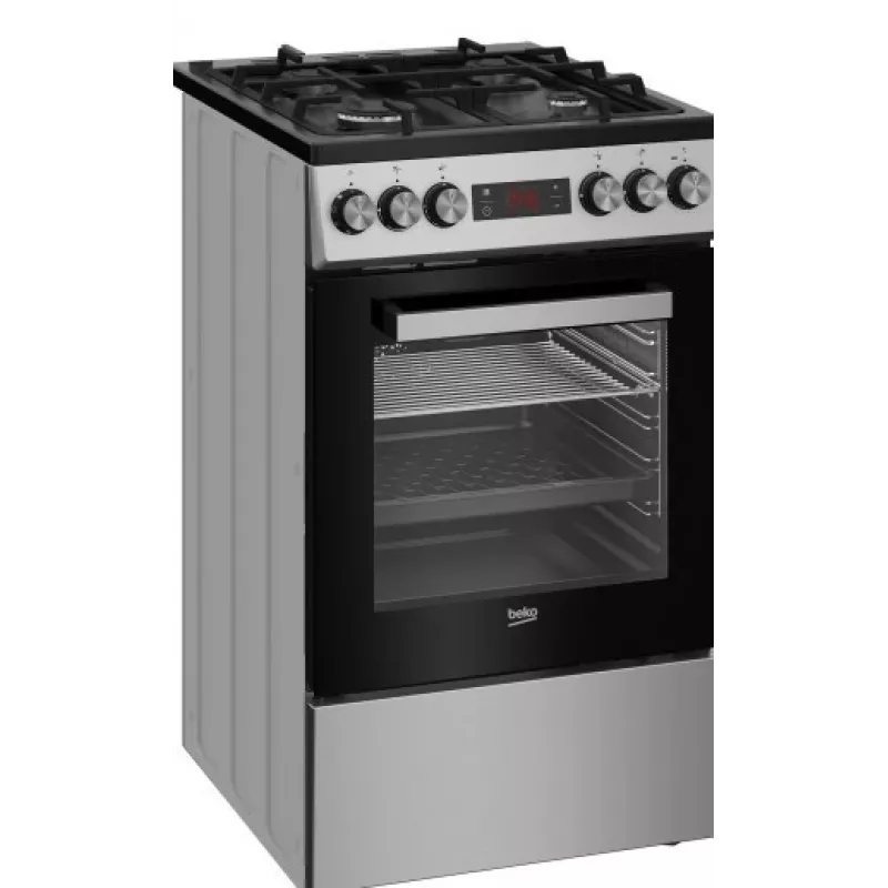 Cocina de libre instalación BEKO FSM52332DXDT placa de gas de 5 fuegos 60 cm, horno eléctrico 60 L, clase de eficiencia energética A