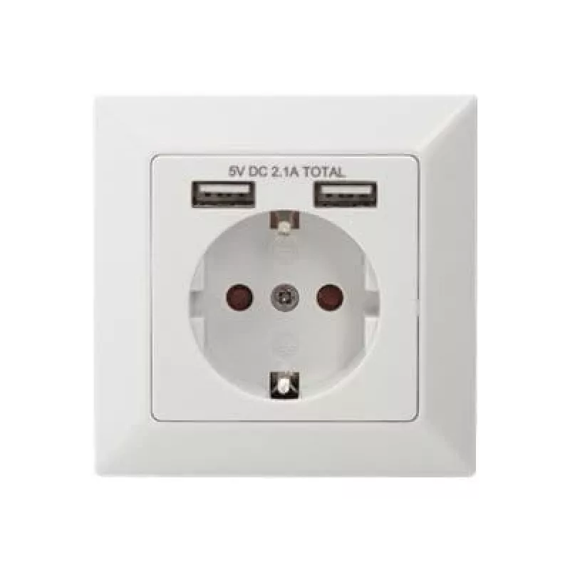 Toma de corriente de seguridad para montaje empotrado Digitus DA-70613 con 2 puertos USB
