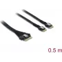 Cable DELOCK PCIe 4.0 Slim SAS SFF-8654 a 2× SFF-8644 (4i) 0,5 m