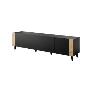 Mueble RTV FARO 200x42x52 negro mate + roble craft
