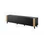 Mueble RTV FARO 200x42x52 negro mate + roble craft