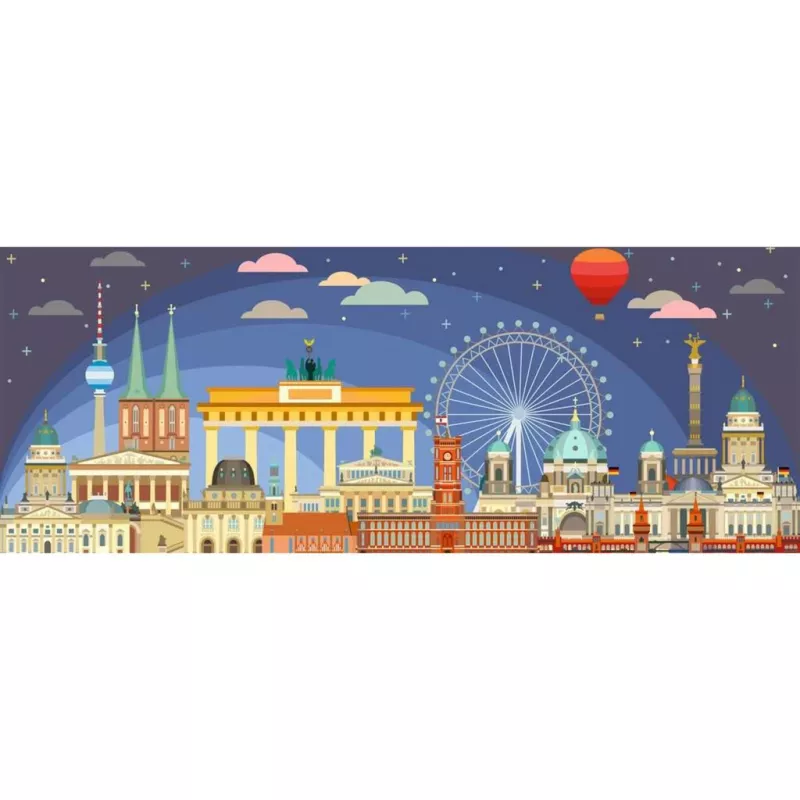 Puzle Ravensburger Panorama Noche en Berlín 1000 piezas, formato panorámico