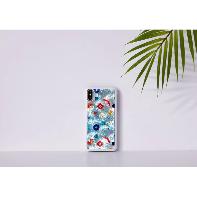 Funda para móvil iKins para iPhone XS / iPhone X S – blanca poppin rock tapa trasera protectora