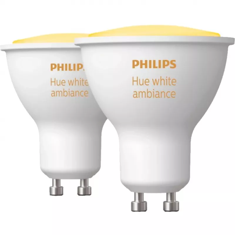 Pack doble de lámparas LED GU10 con Hue Bridge – Philips Hue White Ambiance, sustituye 35W