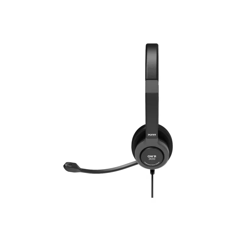 PORT CONNECT | Auriculares estéreo USB PRO ON'R 300 | con cable | on-ear | cancelación de ruido | negro
