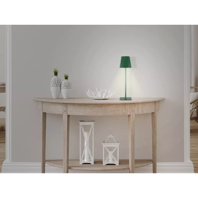 Beper P201UTP115 lámpara de mesa LED recargable, 1,5 W, interruptor táctil, regulable, adaptador para botella de 33 mm, resistente al agua, verde