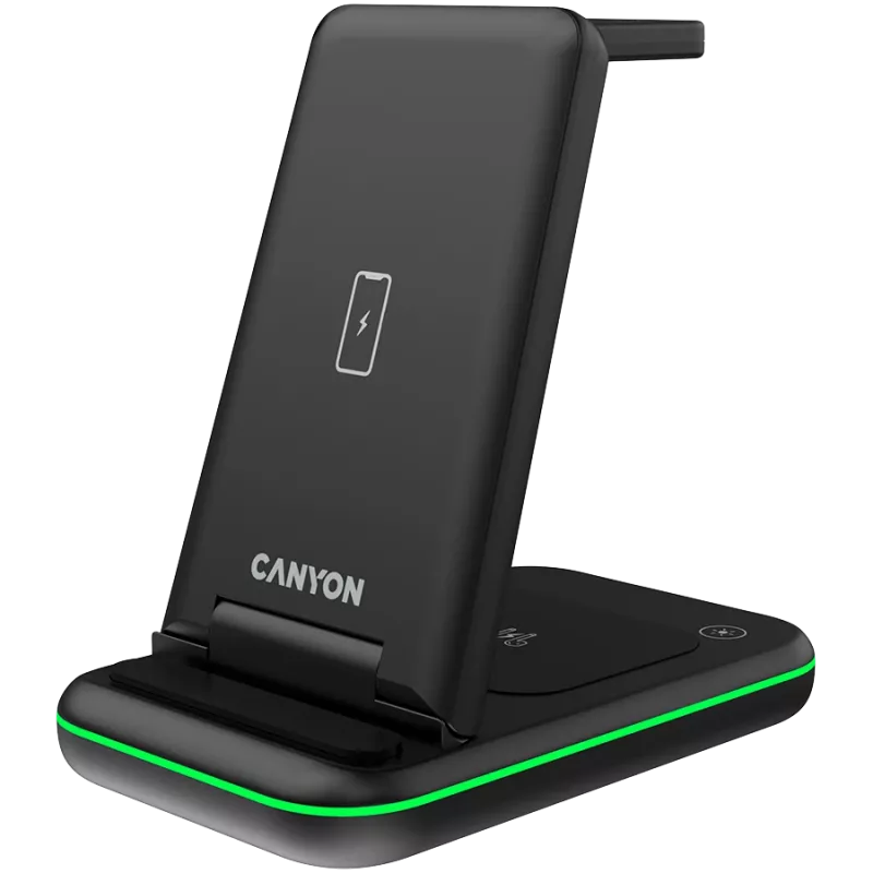Cargador inalámbrico CANYON WS-304 15W 3en1 negro